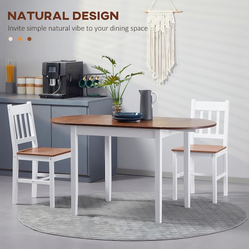 HOMCOM 55" Solid Wood Kitchen Table, Drop Leaf Tables for Small Spaces ...